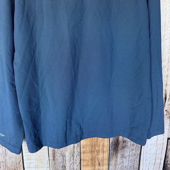 Coolibar Polo Shirt Links Long Sleeve Men Large Blue UPF 50 Sun Protection Golf - Picture 6 of 8